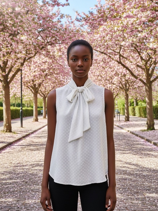 H&M Tops - H&M White Sleeveless Bow-Neck Camisole